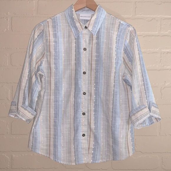 Alfred Dunner Blue Cotton Button Down. Size 10 - Picture 1 of 14